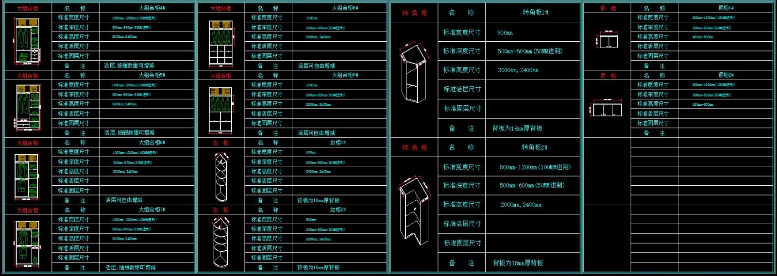 标准组合衣柜CAD图纸丨整木衣柜定制图库模板丨-19