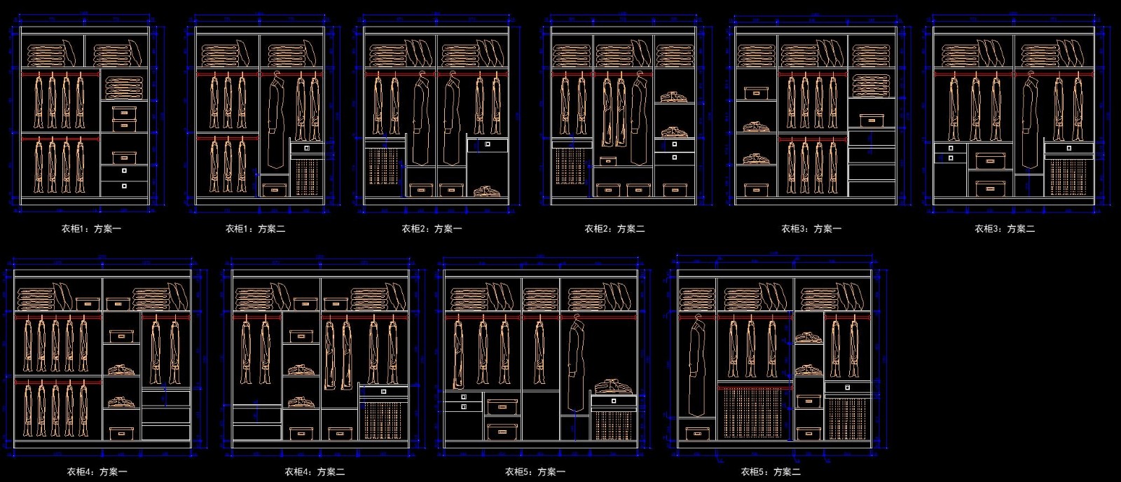标准组合衣柜CAD图纸丨整木衣柜定制图库模板丨-2