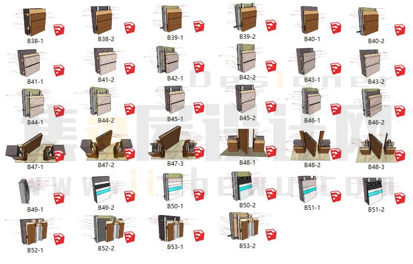 金螳螂施工图规范图库/SU节点模型/节点大样综合-8