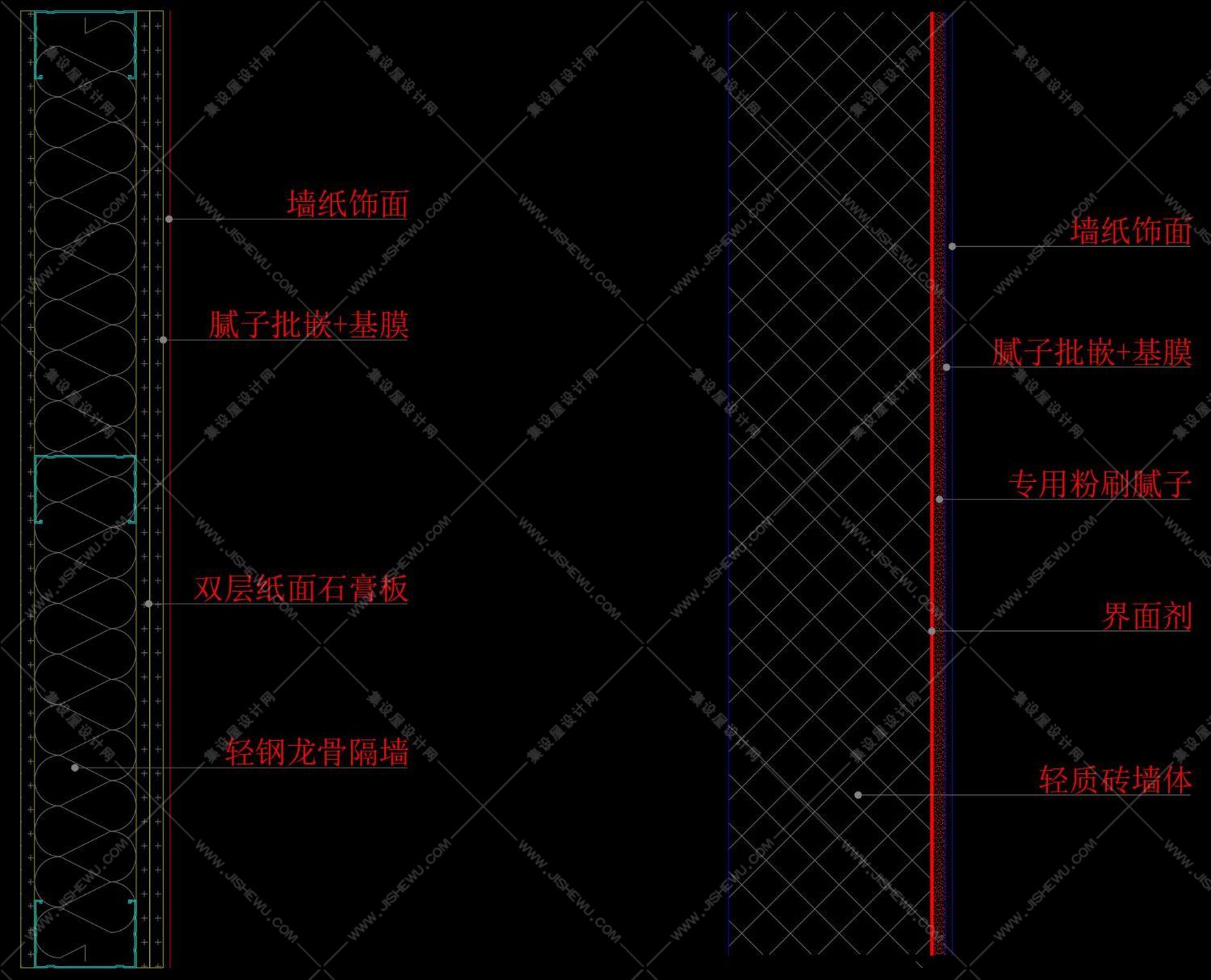 工艺节点《装饰工程常用基层做法》SU模型+CAD+基层厚度测算表！-17