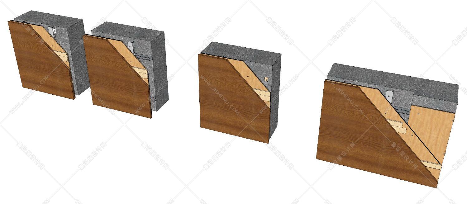 工艺节点《装饰工程常用基层做法》SU模型+CAD+基层厚度测算表！-4